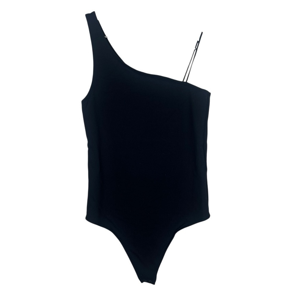 Abercrombie & Fitch Womens Black Fitted One Shoulder Tank Bodysuit Size Small